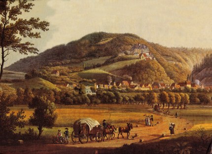 Uitzicht op de stad en het slot Werningerode rond 1810 - Schilderij van Anton Balzer 
