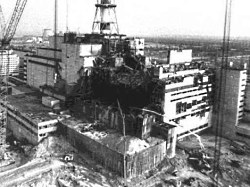 De reactor in Tsjernobyl na het ongeluk