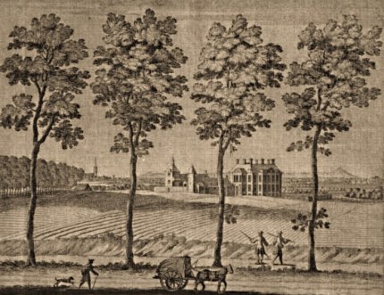 Gezicht vanaf de Middachter Allee op kasteel Middachten rond 1700