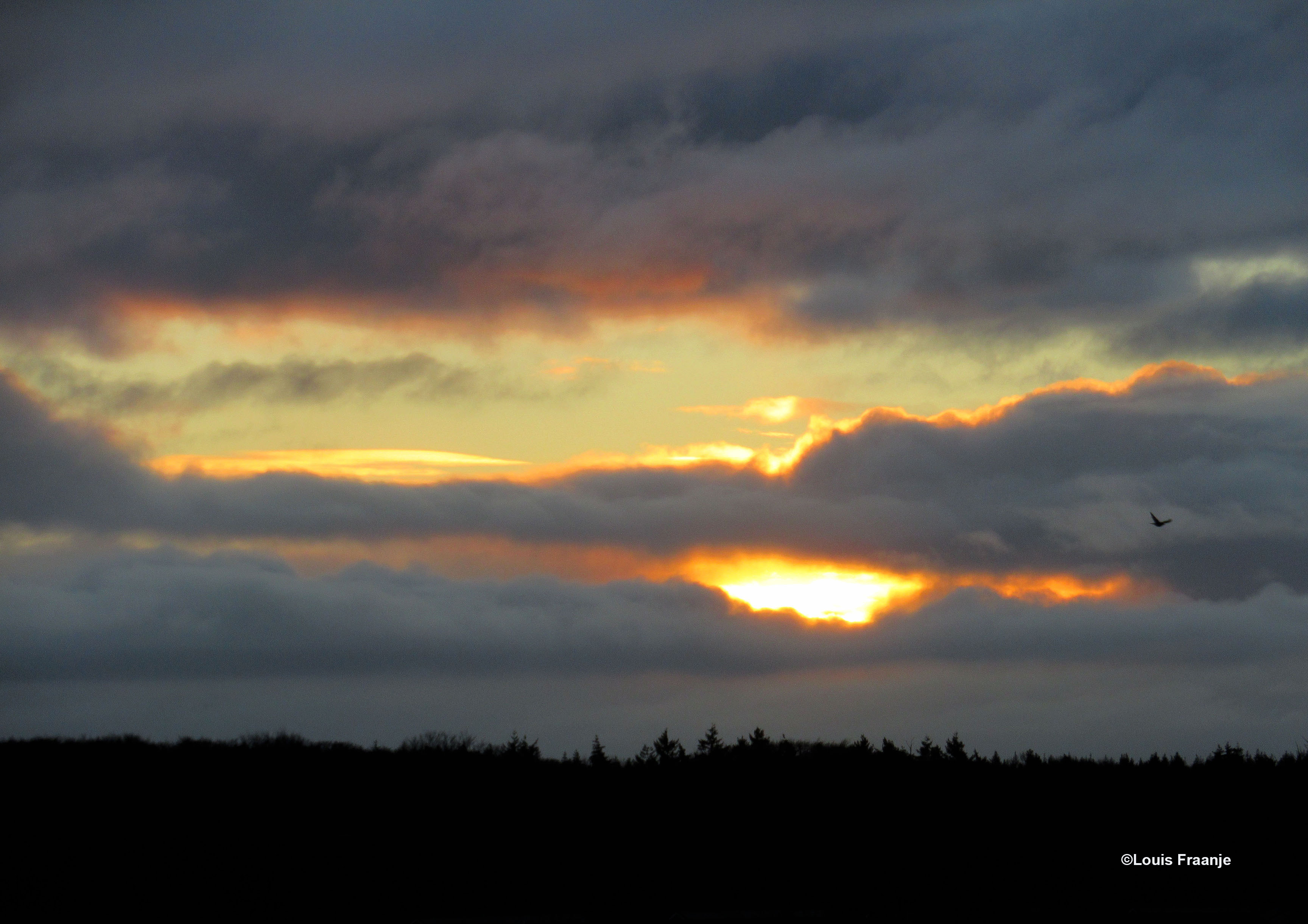 Toen de zon er tussendoor kwam, konden wij genieten van een heel bijzonder 'mysterieus' ochtendgloren - Foto: ©Louis Fraanje