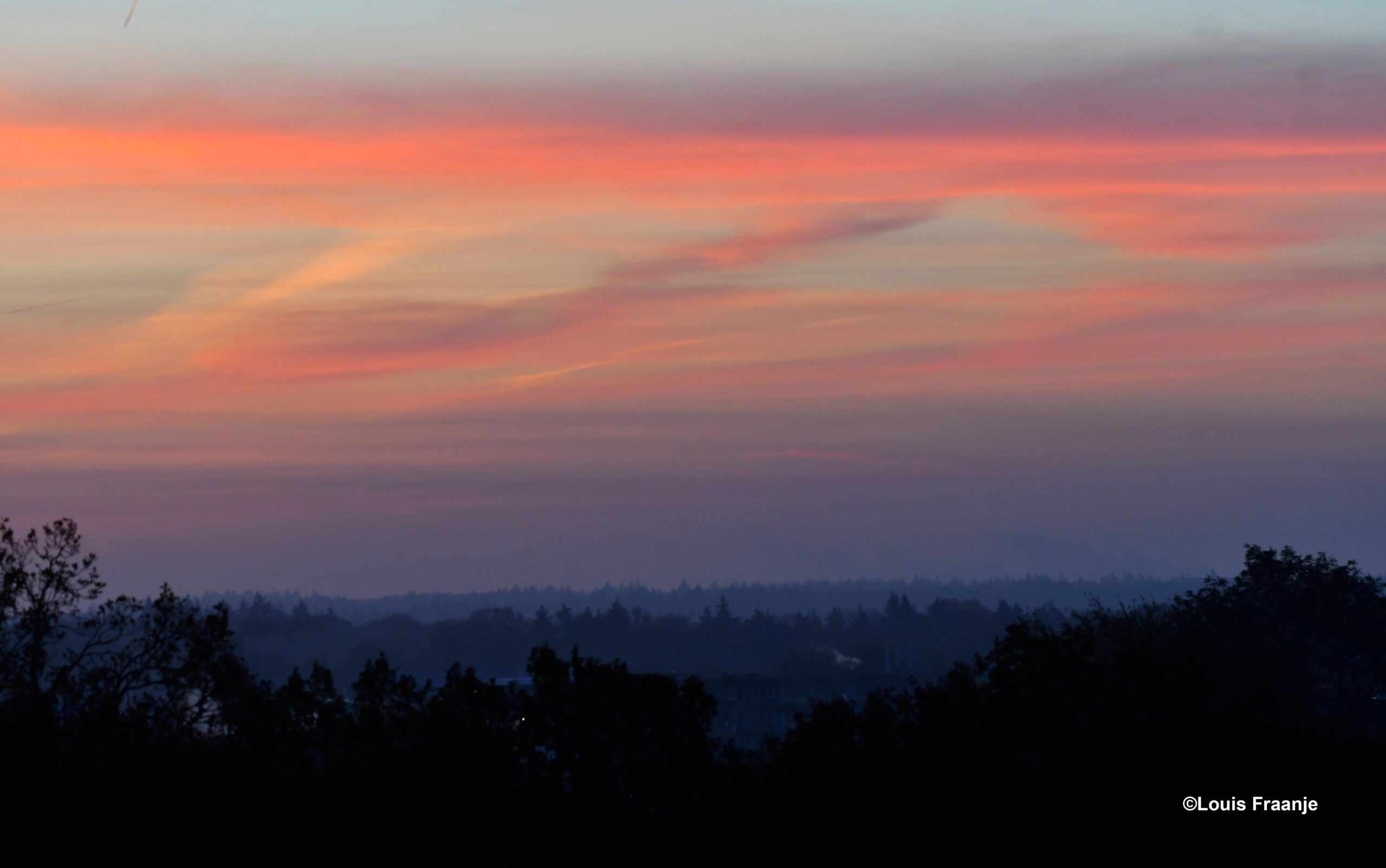 Morgenrood boven de Veluwse bossen - Foto: ©Louis Fraanje