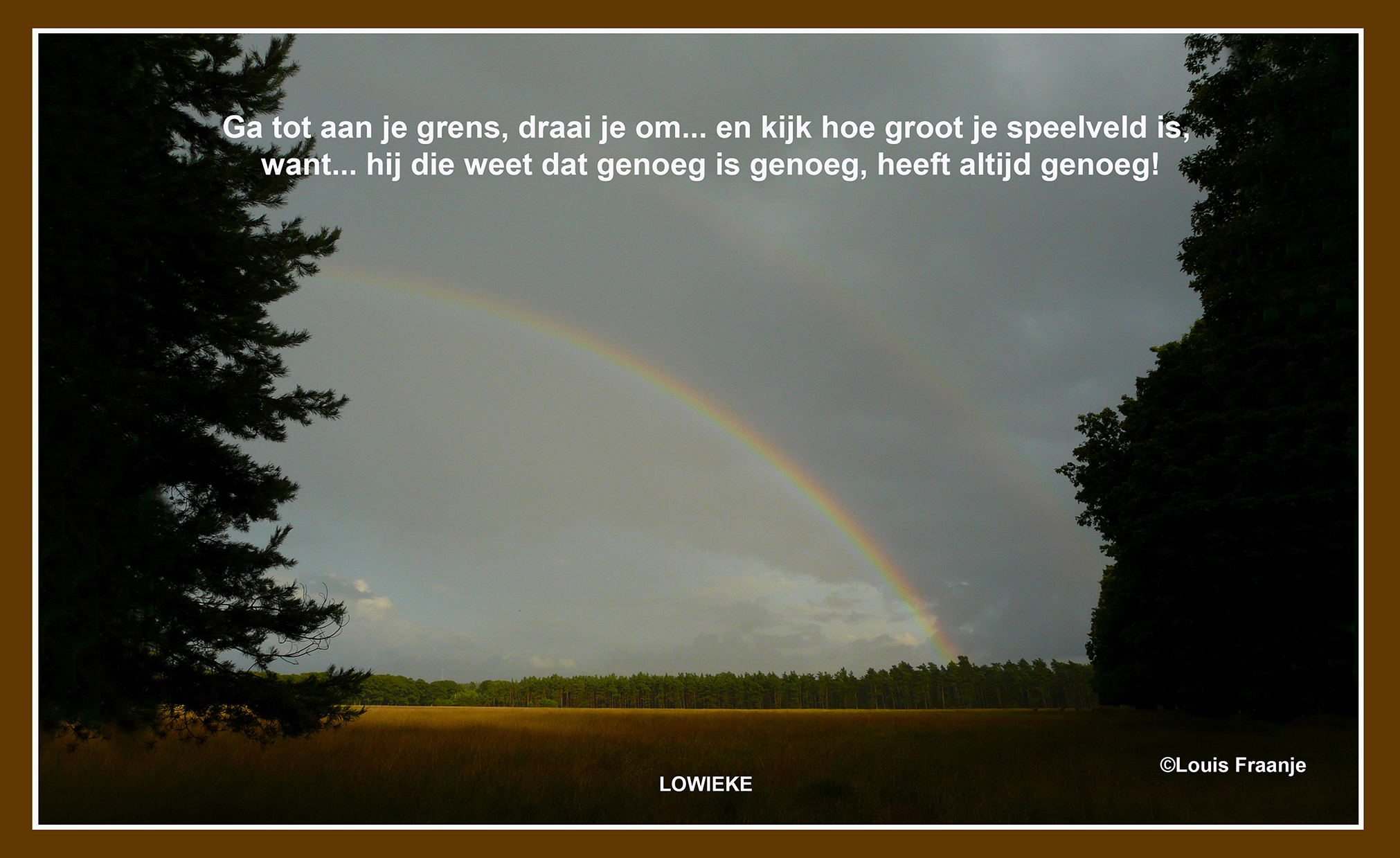 De regenboog boven het uitgestrekte Veluwse landschap – Foto: ©Louis Fraanje